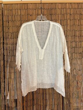 Sheer Cream V-Neck Swim Coverup Tunic